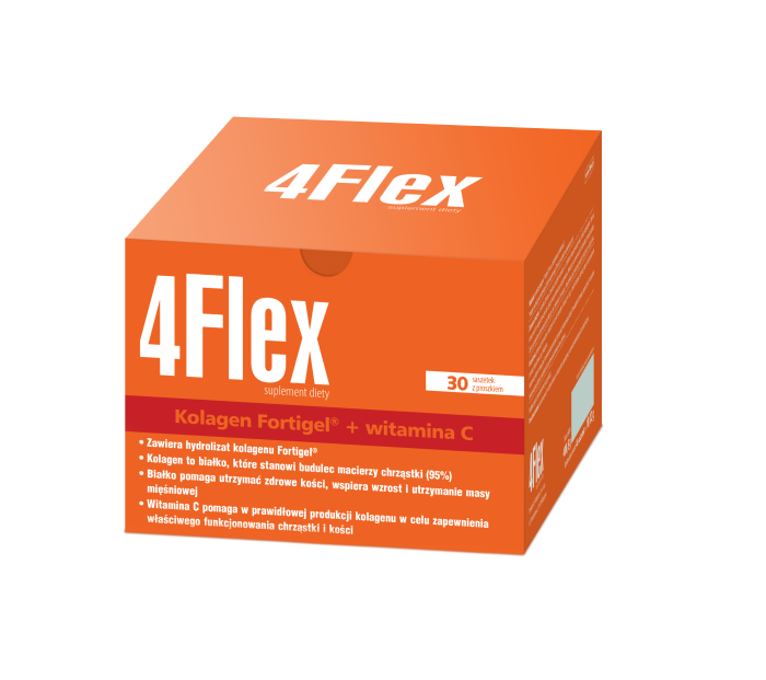Opakowanie 4Flex – 30 saszetek z proszkiem. Suplement diety na stawy z kolagenem dla dorosłych.